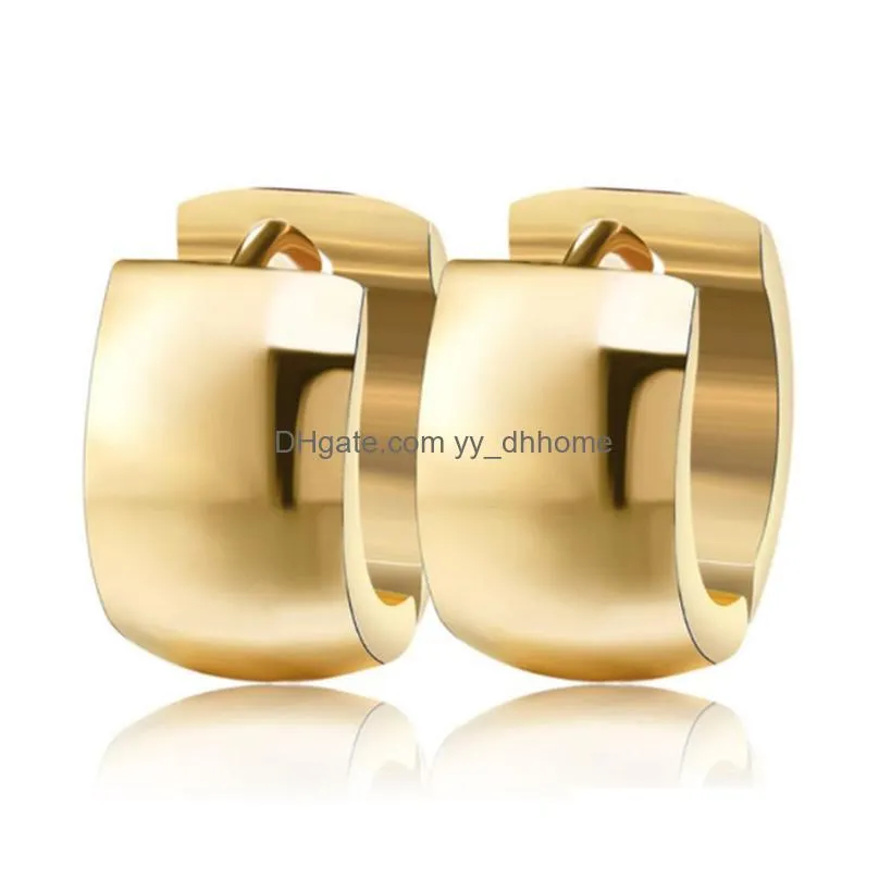 fashion stainless steel smooth earrings for women small hoop earring gold silver rose gold color party ear jewelrywholesale