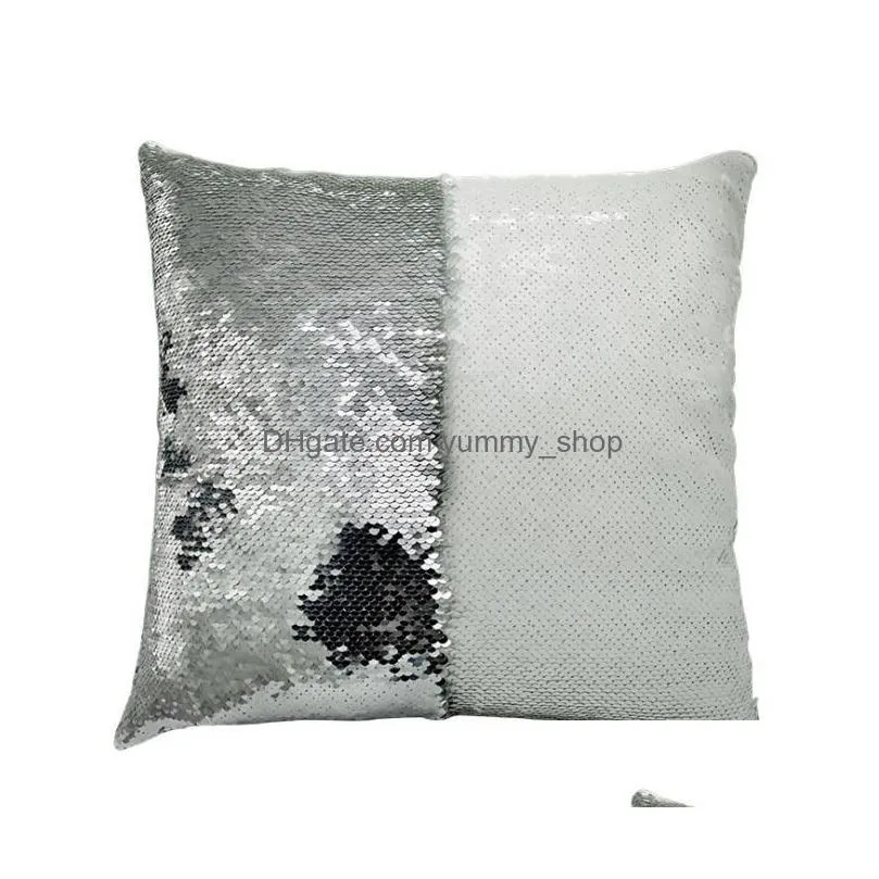 11 color sequin mermaid cushion cover pillow magical glitter throw pillowcase home decorative car sofa pillowcases 40x40cm