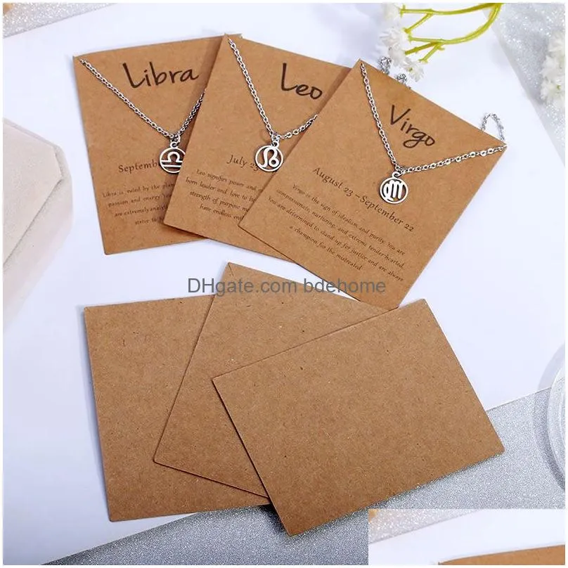 100 pcs /lot 12 constellation 350g craft paper cards pretty design printing necklace bracelet handmade holder display paper jewelry