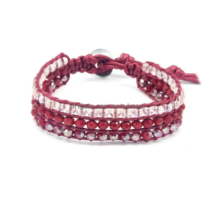 fashion boho bracelets for women diy handmade woven bracelet crystal bracelet beads string charm jewelry friends gift