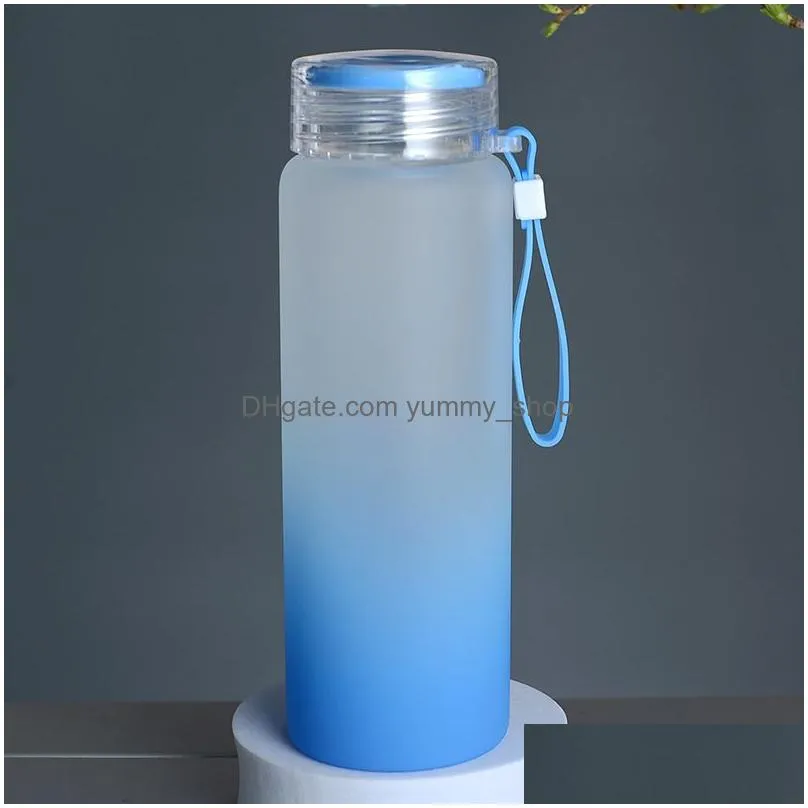 sublimation tumblers water bottle 500ml frosted glass water bottles gradient blank tumbler