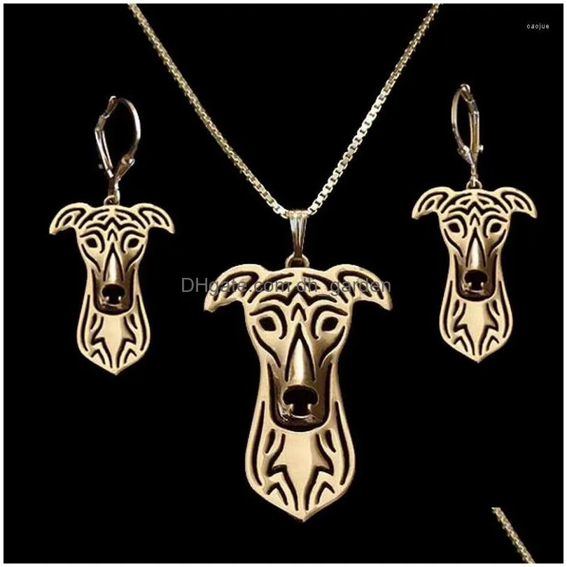 necklace earrings set womens alloy greyhound jewelry lovers pet dog