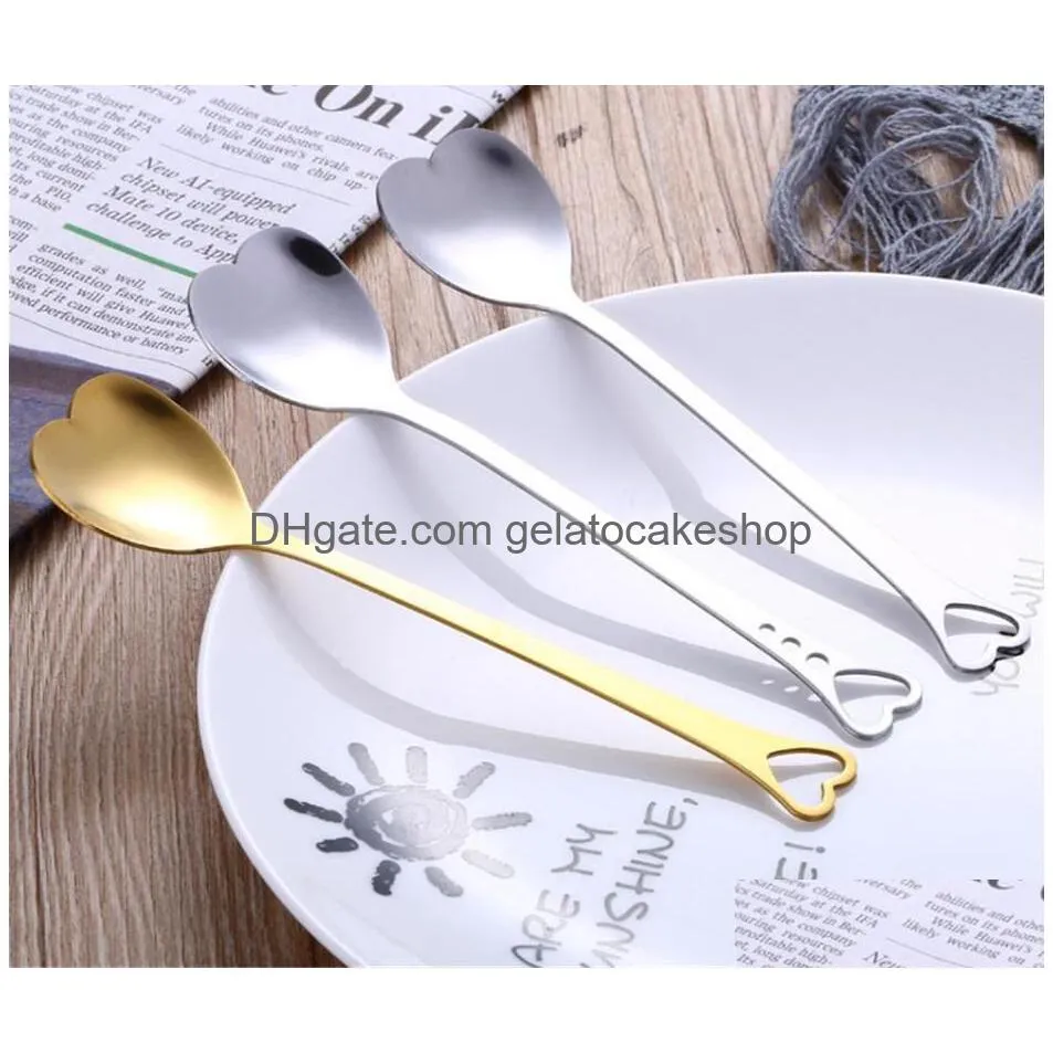 stainless steel heartshaped coffee stirring spoon for dessert cake sugar ice cream tea spoons kitchen cafe wedding spoon