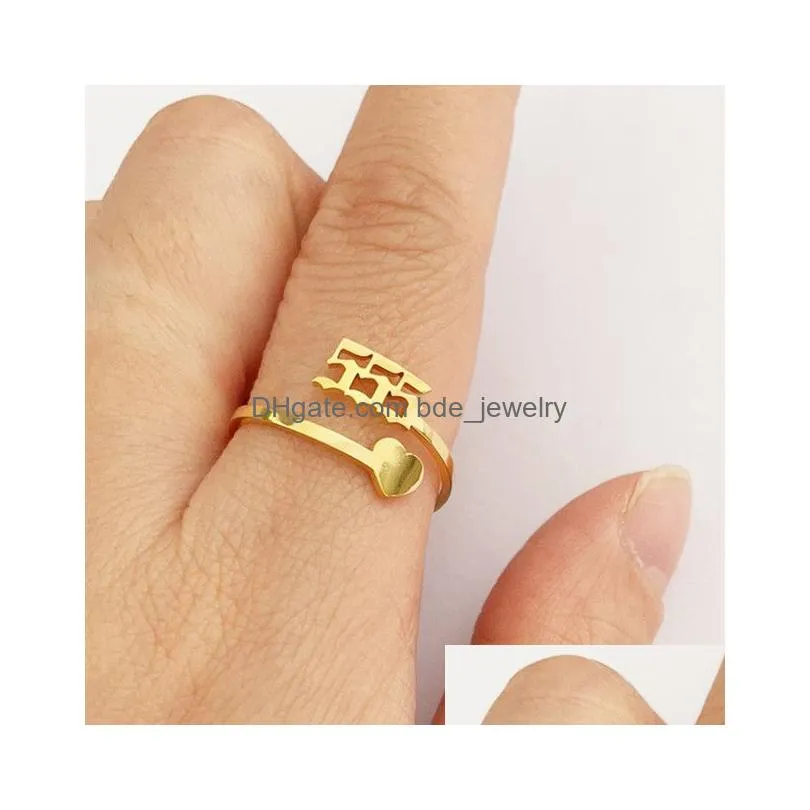 unique design stainless steel angel ring for women personalized custom 111999 lucky number initial finger rings fashion jewelry wedding anniversary