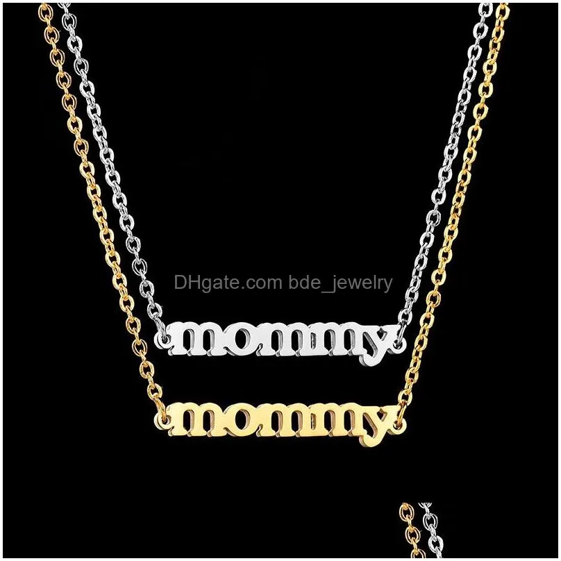 high quality mommy charm necklace bracelet name choker necklaces for women stainless steel pendant moms jewelry accessories mothers day gifts