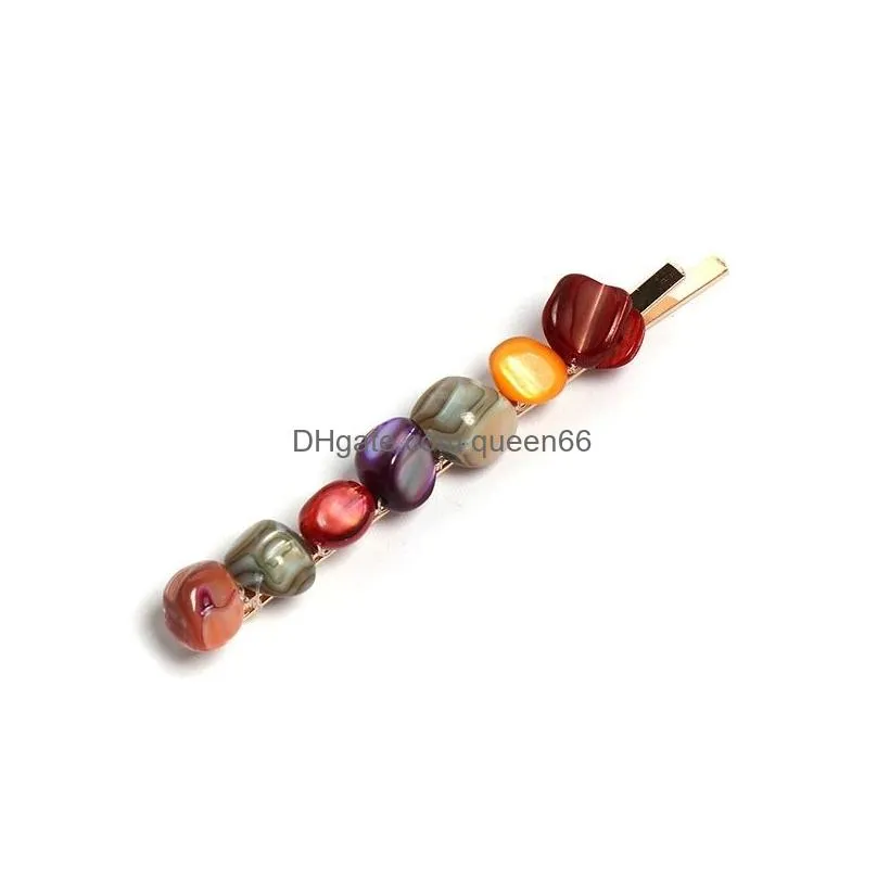 fashion handmade irregular resin hair clips for women colorful fake stone hairpin girls party barrette hair jewelry