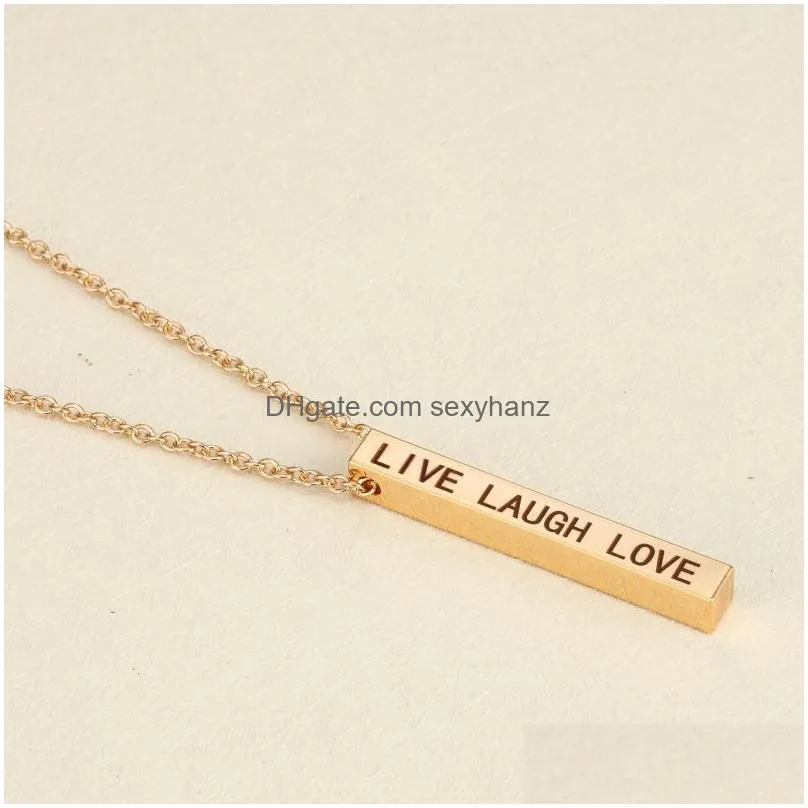 fashion stainless steel stereo stick lettering you are my person choose kindness live laugh love i love who i am pendant necklace