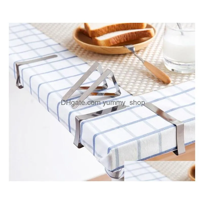 stainless steel tablecloth cover clips triangle table cloth holder wedding prom tablecloth clamps practical party tools 