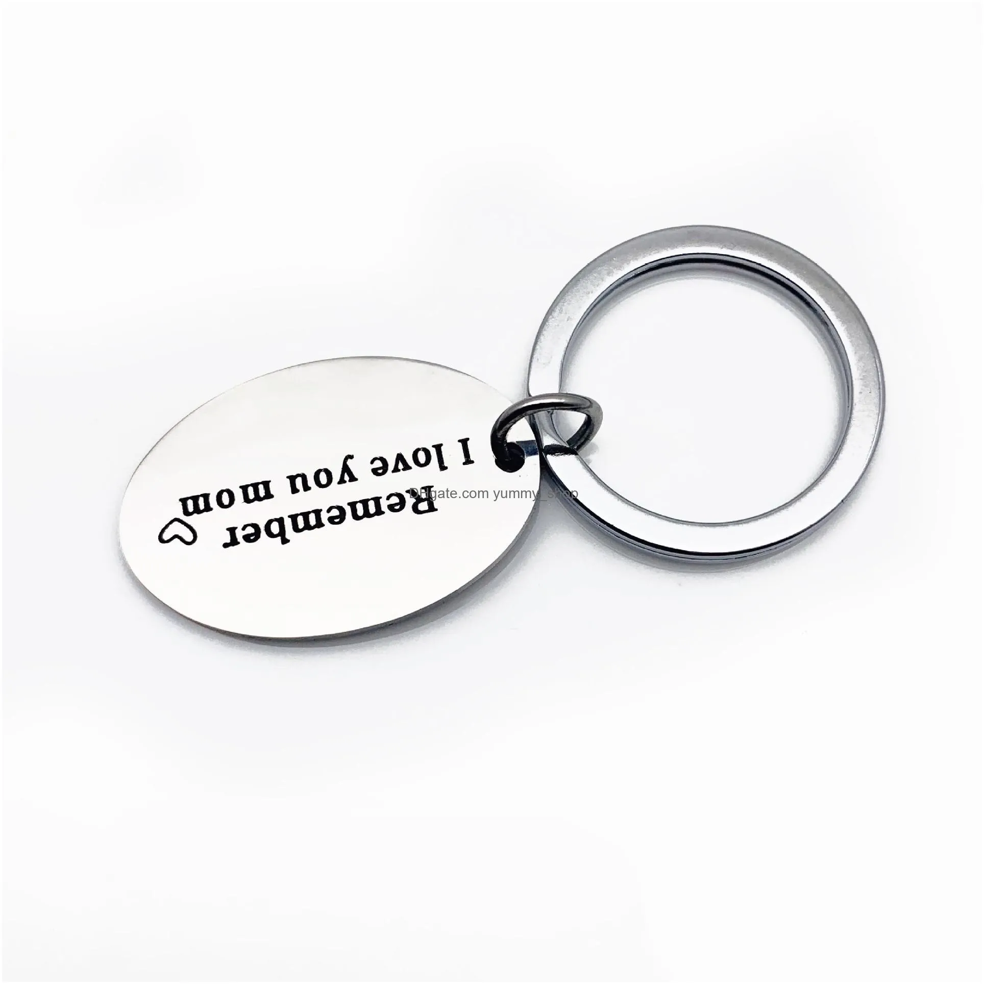  arrival stainless steel keychain for mom engraved letter remember i love you mom pendant keychain fashion jewelry mothers day