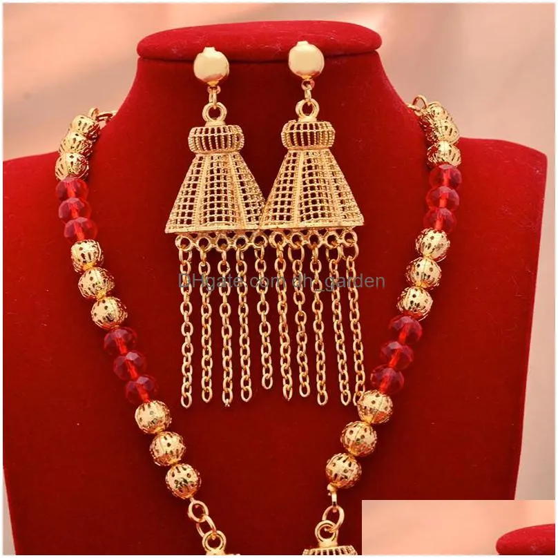 earrings necklace nigeria france 24k gold color jewelry sets for women pendant wedding jewellery set party giftsearrings