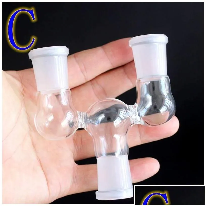 Smoking Pipes 4 Style Adapter Hookahs 14Mm 18Mm Male To Twin Female Drop Down Dropdown Double Glass Bong Delivery Home Garden Househ
