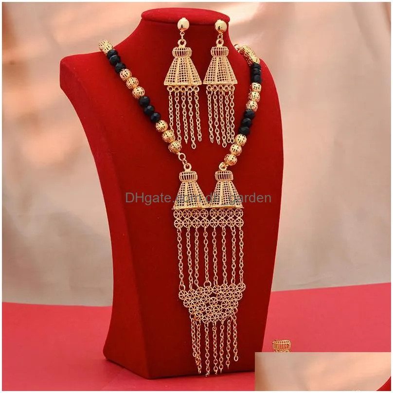 earrings necklace nigeria france 24k gold color jewelry sets for women pendant wedding jewellery set party giftsearrings