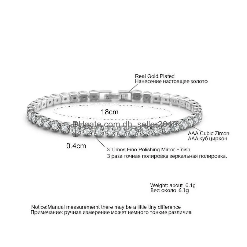 elegant bride shining tennis chain bracelet 3a cubic zircon gold silver party wedding bracelet for women 18k gold plated cz bracelets