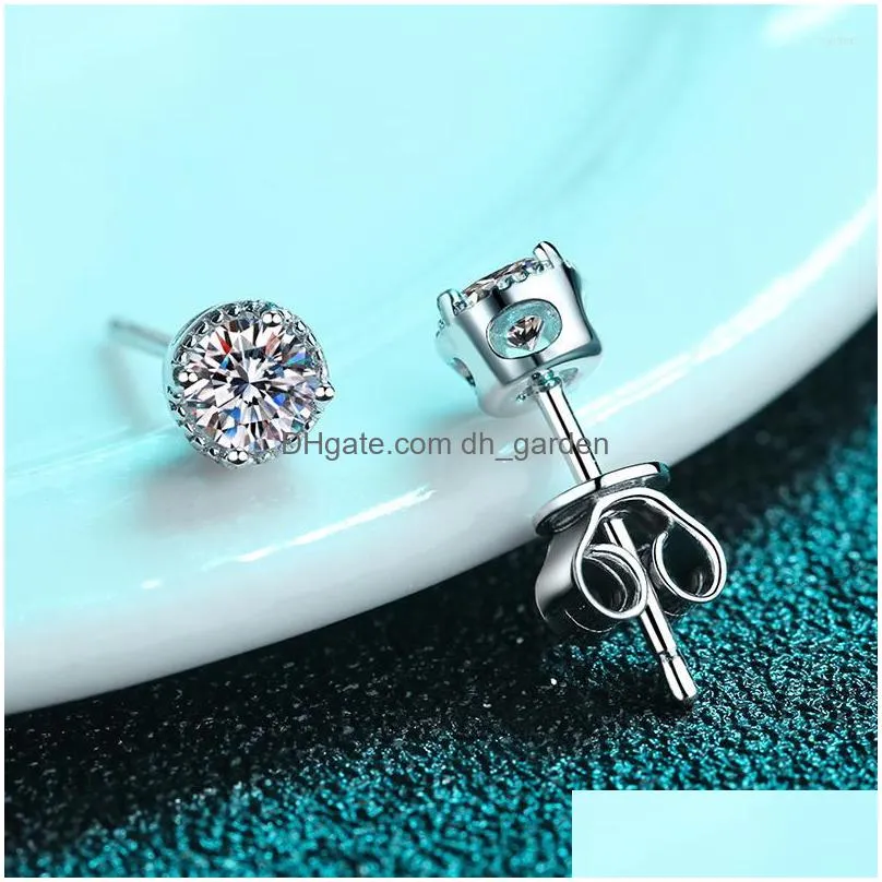 stud earrings inbeaut classic 4 925 silver total 0.6 ct excellent cut pass diamond test d color micro moissanite for women
