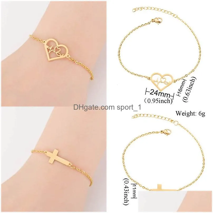 gold stainless steel animal heart cross bracelets for women jewellery elephant charm bracelet femme wedding gift