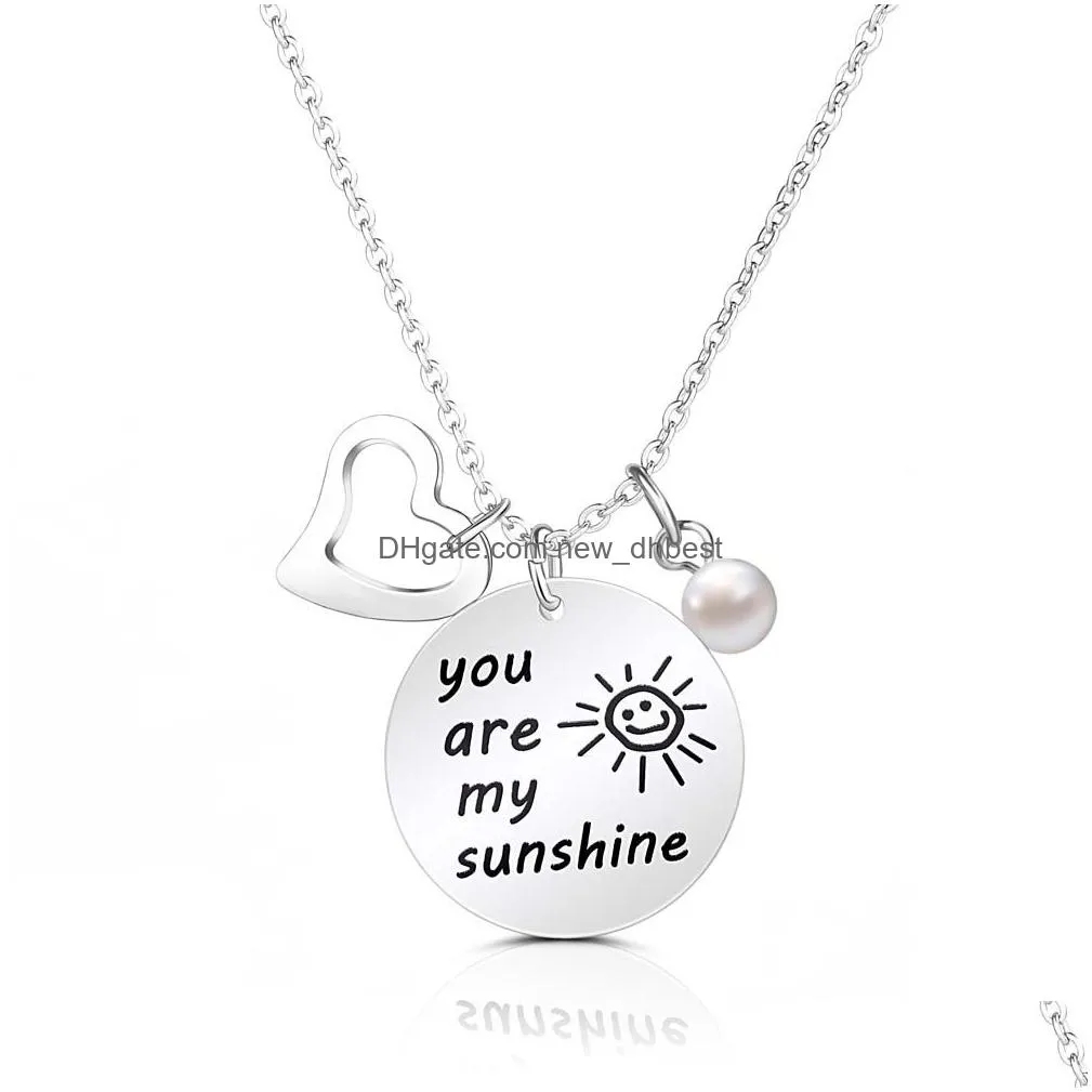 high quality you are my sunshine 12 color birthstone heart charm necklace for women girls silver plating chain necklace fashion jewelry
