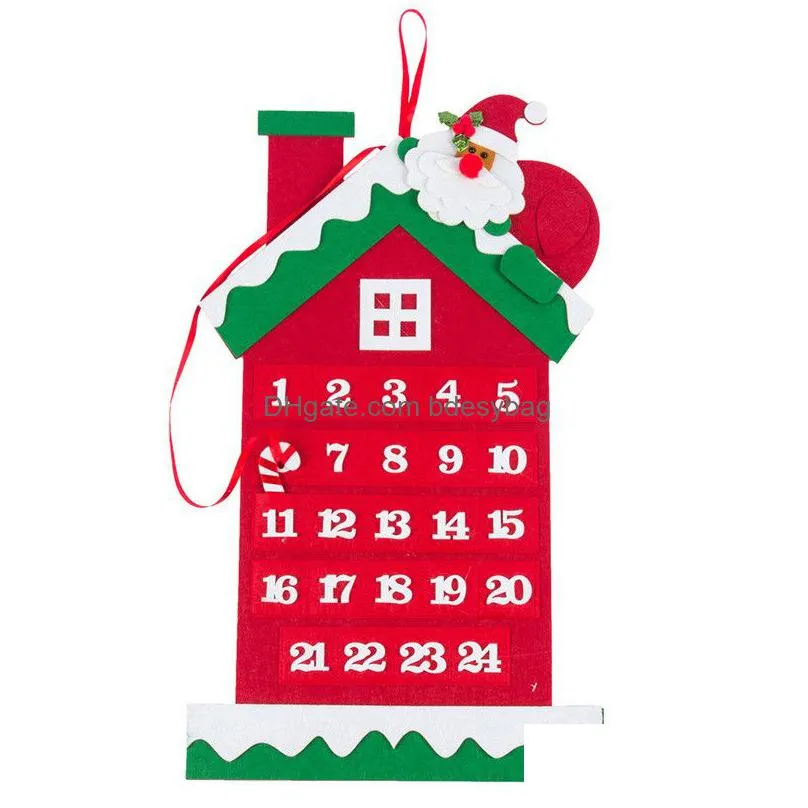 christmas countdown calendar non woven fabric xmas santa claus calendars soft wall hanging calendar merry christmas decorations