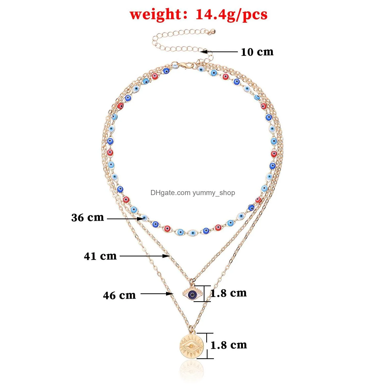 fashion turkish evil eyes multilayer necklaces for women bohemian vintage devil pendant necklace choker beads party jewelry 2021