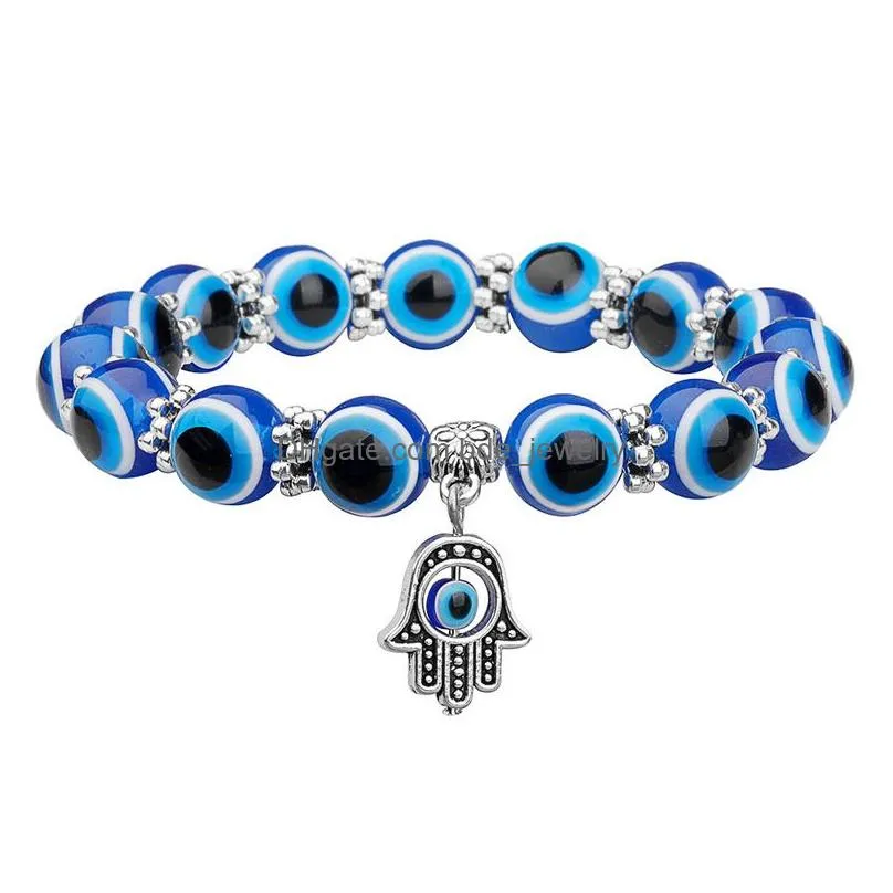 Turkish Lucky Evil Eye Hamsa Bracelet Blue Eye Beads Women Men