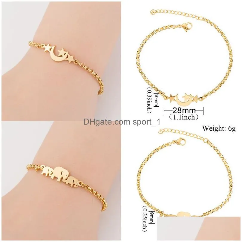 gold stainless steel animal heart cross bracelets for women jewellery elephant charm bracelet femme wedding gift