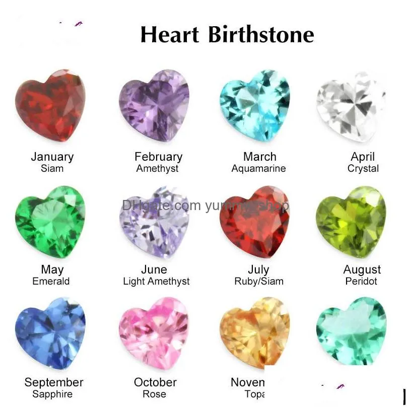 5mm birthday stone jewelry accessories fashion diy birthstone round teardrop heart crystal zircon floating charms for living memory