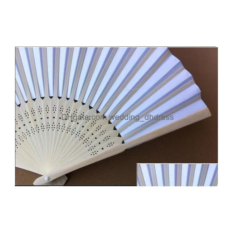 paper hand fans white chinese fan wedding bridal dance accessories 21cm home decorations hollow wood holding fan wfs006