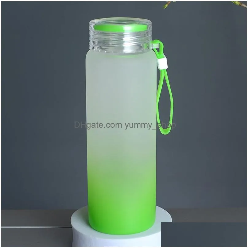 sublimation tumblers water bottle 500ml frosted glass water bottles gradient blank tumbler