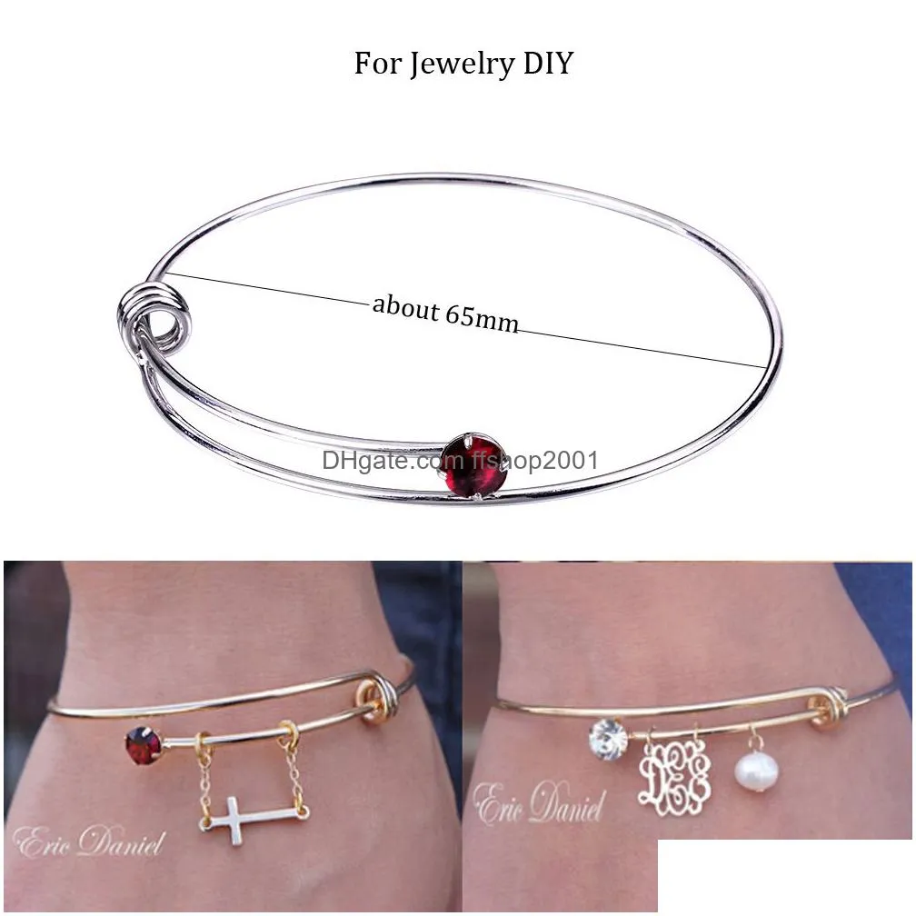  fashion colorful birthstone crystal 65mm wire bangle for women diy jewelry expandable adjustable size bangle bracelet