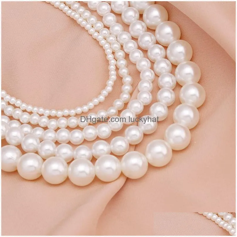 bohemian elegant 414mm white simulated pearl choker necklace round bead necklaces wedding gifts for women sweet girl fashion jewelry