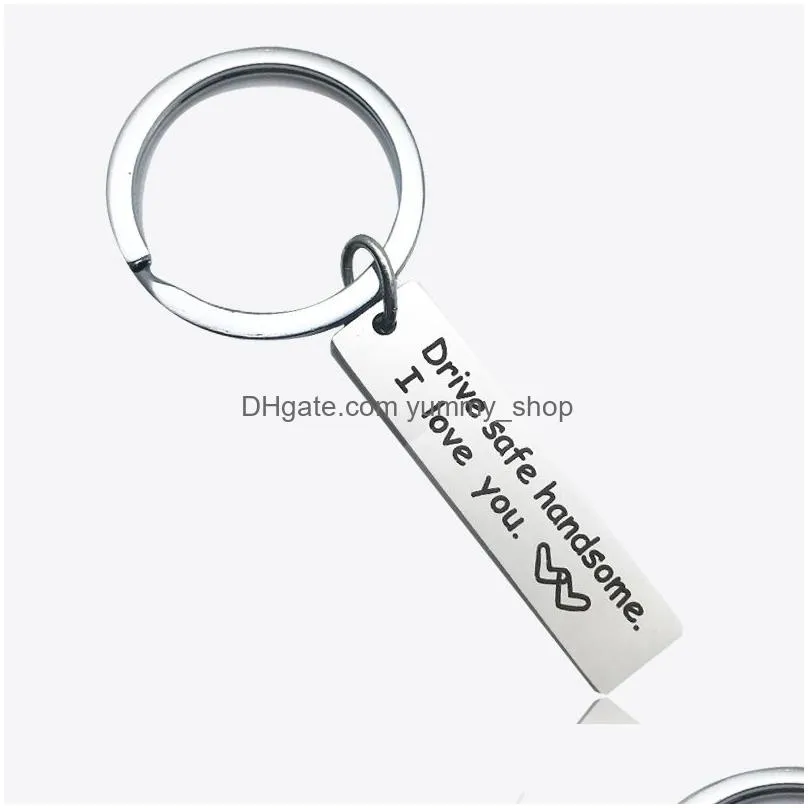 2019 personalized keychain drive safe i need you here with me engraved keychain aluminum fashion jewelry boyfriend father day gift