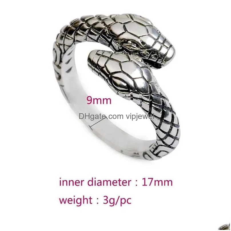 1 piece creative design ring retro punk snake frog rings for men women exaggerated antique sliver color opening adjustable chic party gift jewelry mujer