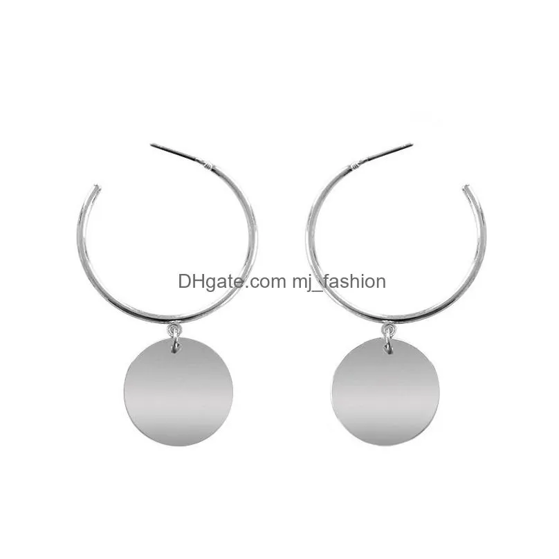 newest round gold color earrings vintage matte hoop earring for women metal fashion statement dangle ear jewellry 2021 trend jewelry