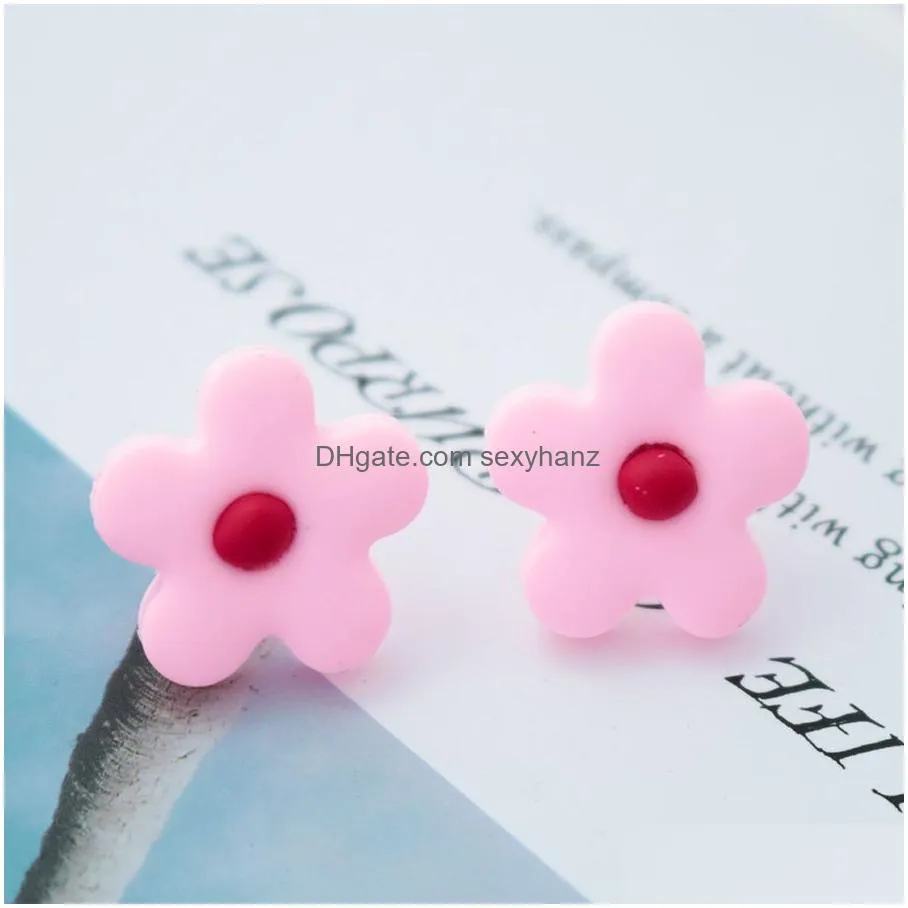 fashion polymer clay flower stud earring for women cute stainless steel needle candy color party ear jewelry