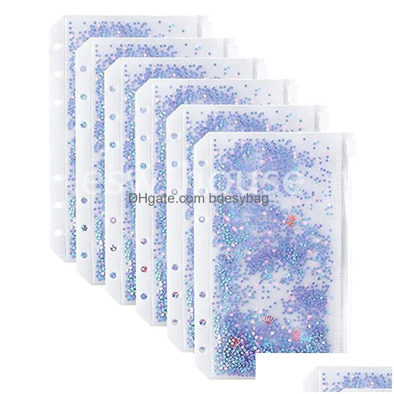 a5/a6 binder cash envelopes bag pvc budget case with zipper refillable glitter binders notebook pages bags