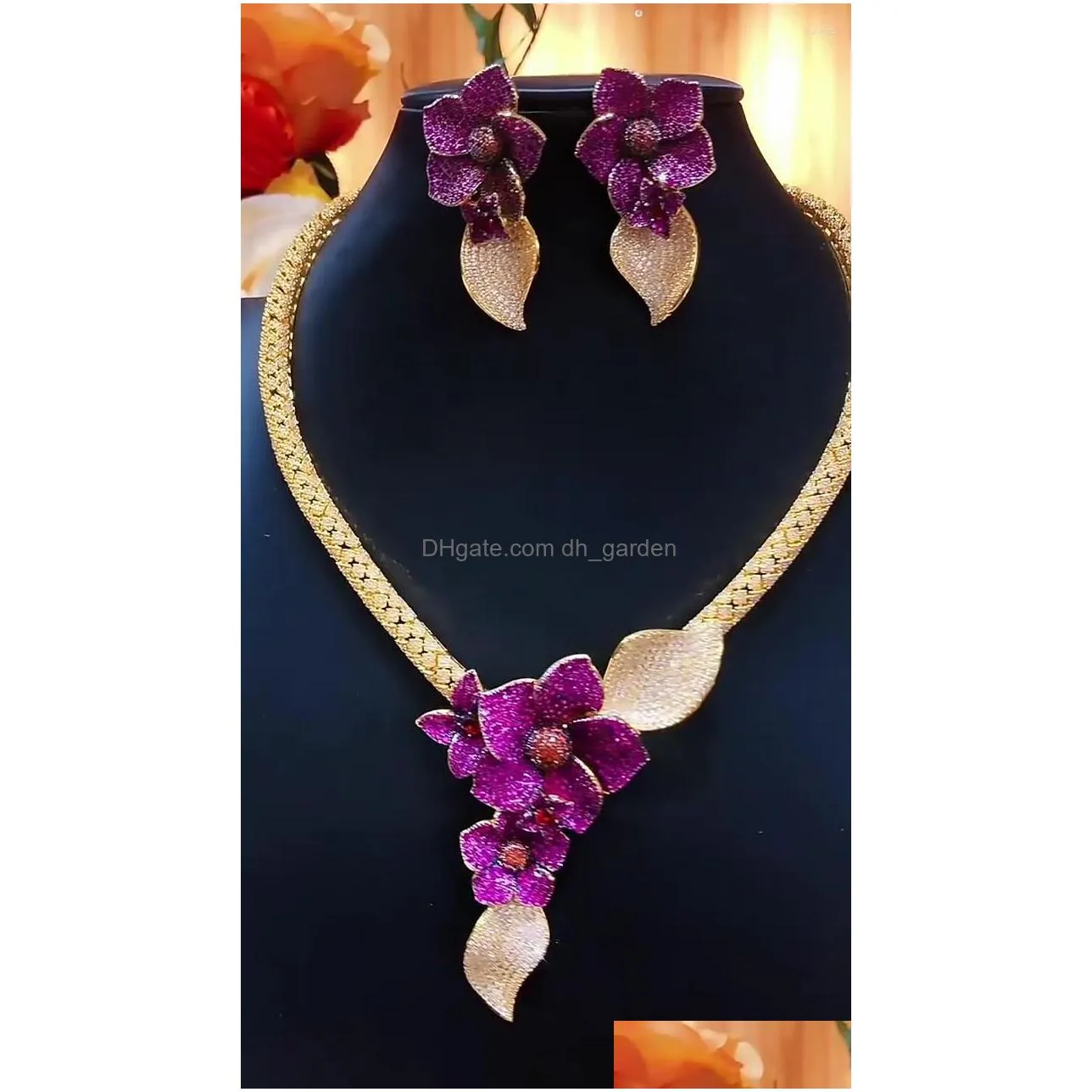 necklace earrings set soramoore jewel 2023 dubai exclusive high quality luxury full cubic zirconia jewelry 4pcs female elegant