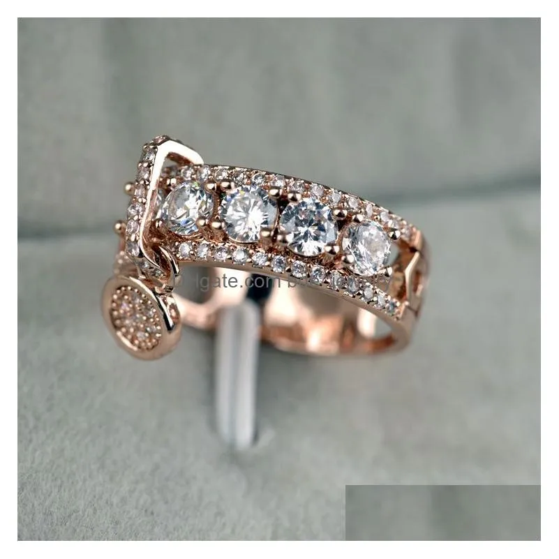 infinity 925 sterling silver white clear topaz cz diamond key ring women engagement wedding bridal rings gift