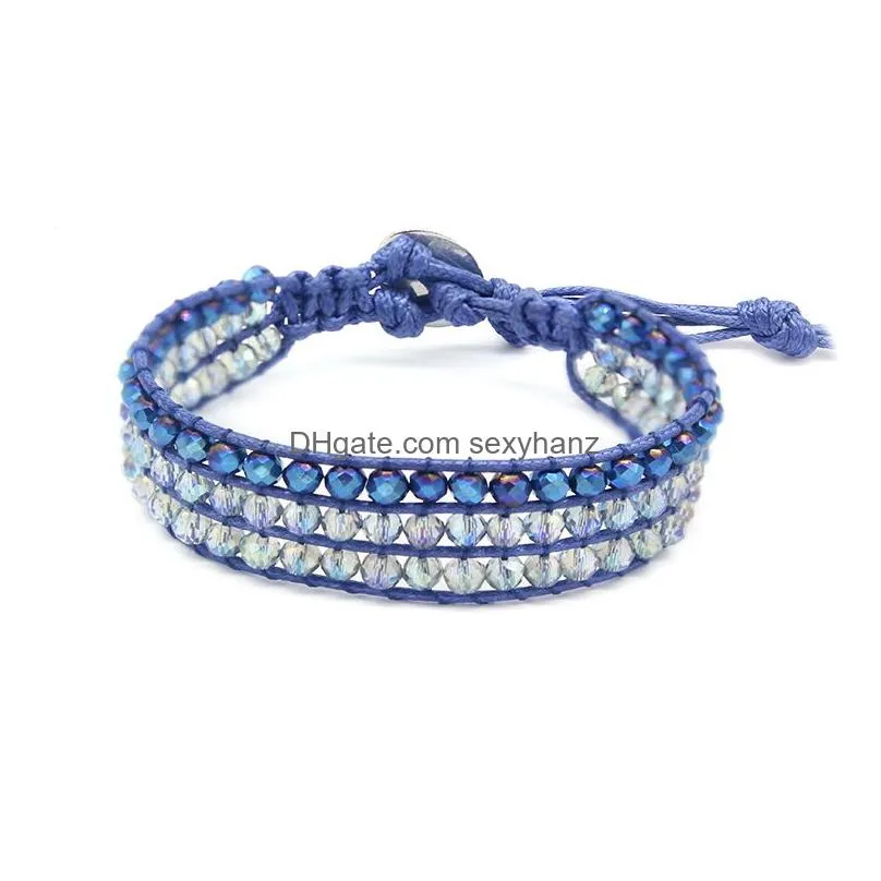 fashion boho bracelets for women diy handmade woven bracelet crystal bracelet beads string charm jewelry friends gift