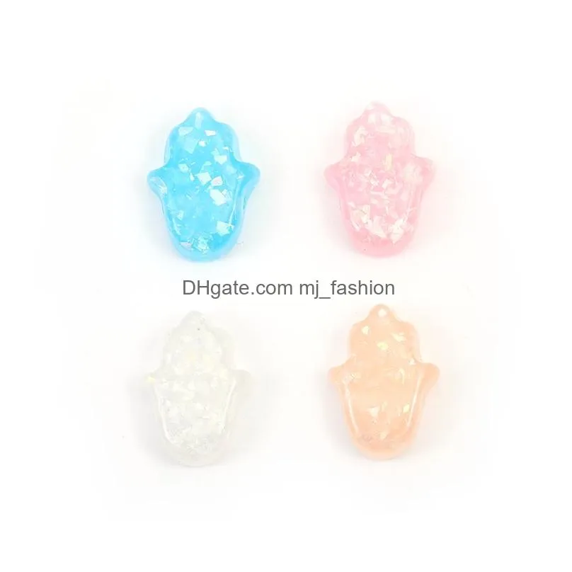 new fashion hamsa hand resin charm for necklace bracelet pink blue white orange color pendant for diy jewelry making 2019