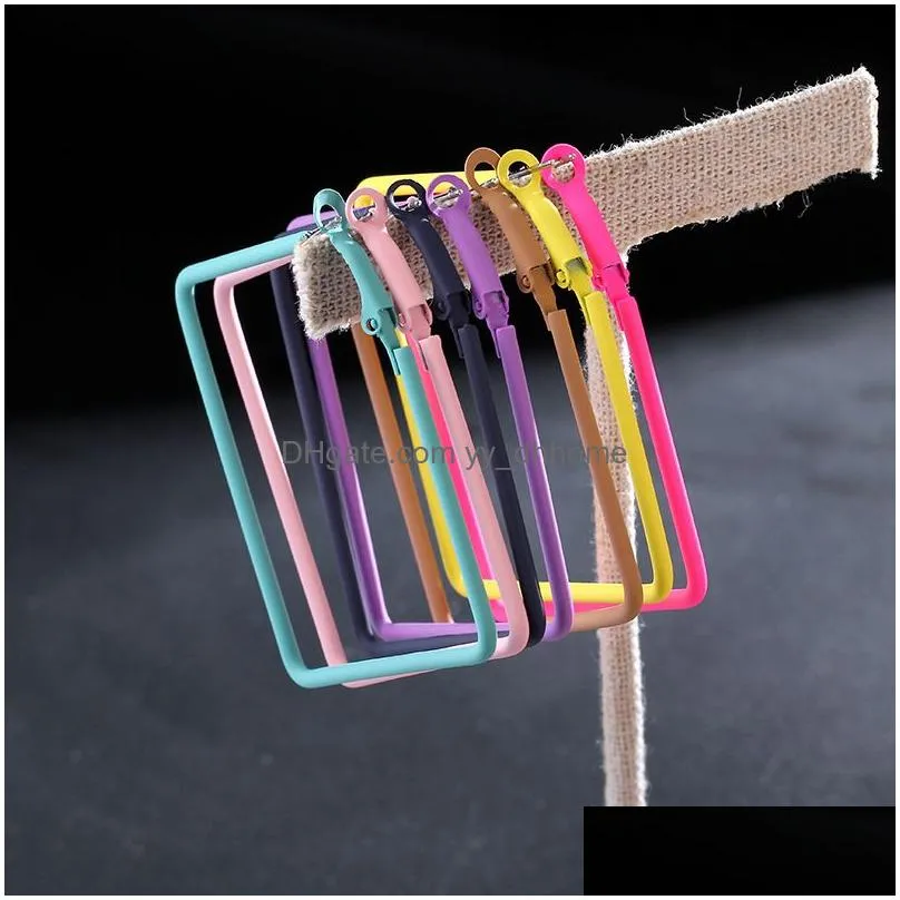 fashion candy color earrings for women large square stainless steel earrings girls temperament party wedding jewelry size5cm