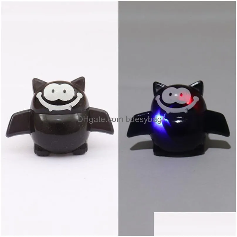 halloween led finger ring party blinking pumpkin bat skull luminous ring toys flash fingernail lights