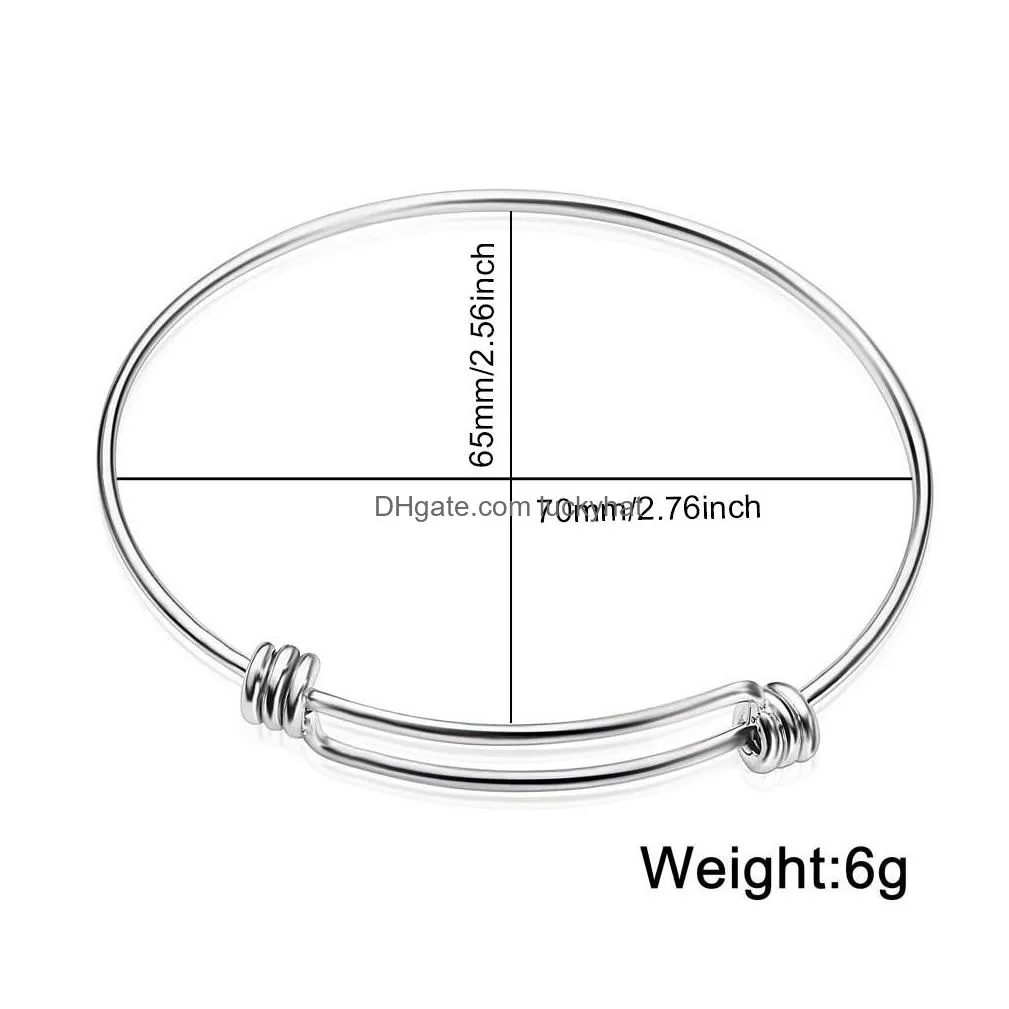 finepolish stainless steel expandable size wire bangle bracelet for women men high quality adjustable bangle fit beading small charm