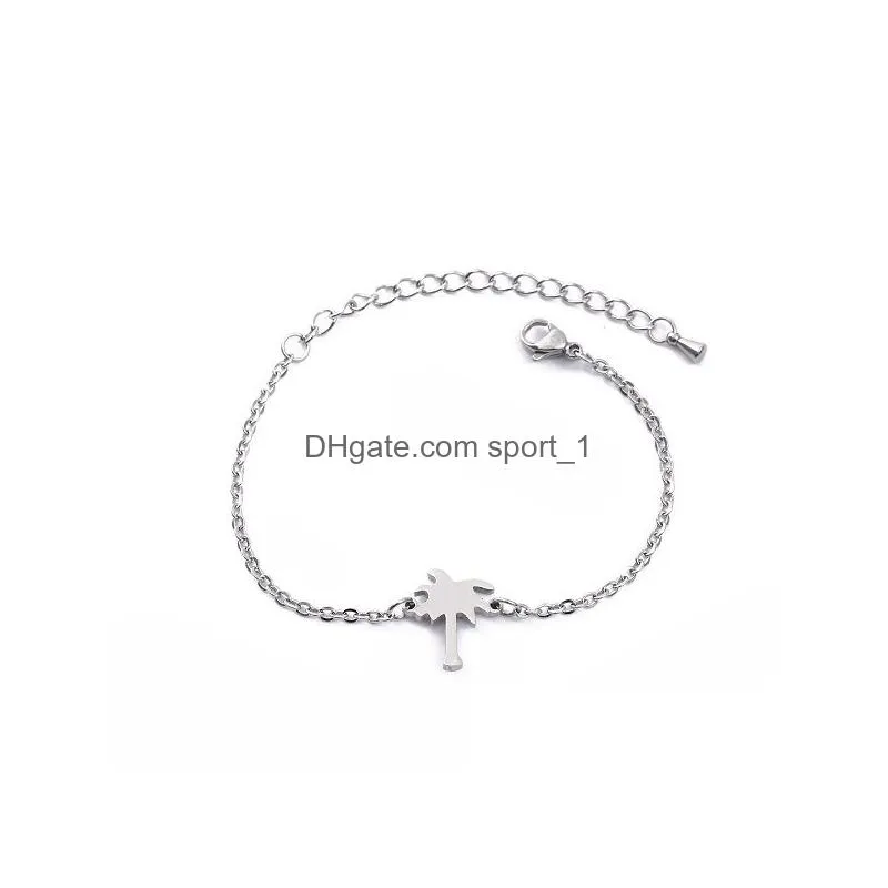 high quality stainless steel coconut tree charm bracelet for women personality plant chain brecelet fashion jewelry