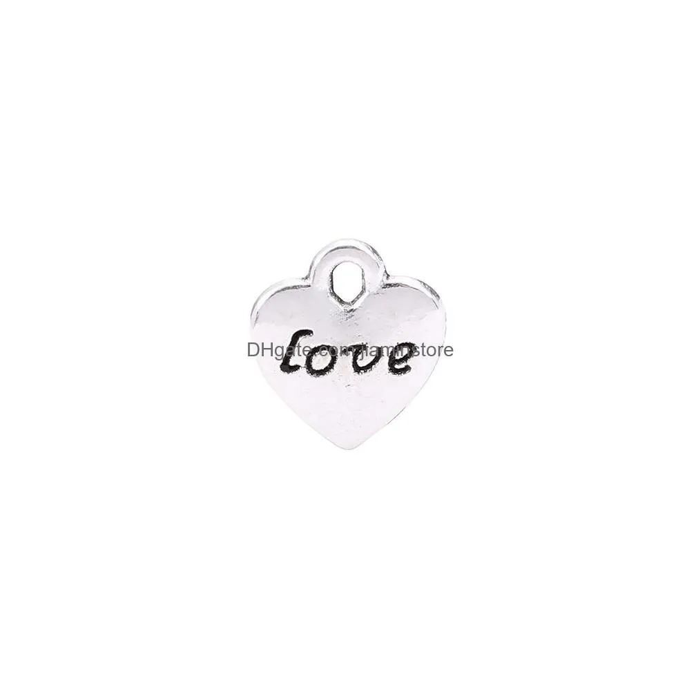 arrival heart small pendant charm for bangle bracelet necklace vintage silver gold rose gold love letter charm fashion jewelry