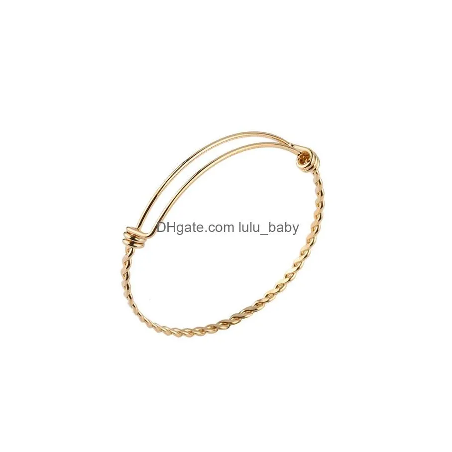 high quality alex stainless steel twist expandable bracelet bangles 5565mm adjustable size silver gold wire bangle for diy jewelry making wholesale