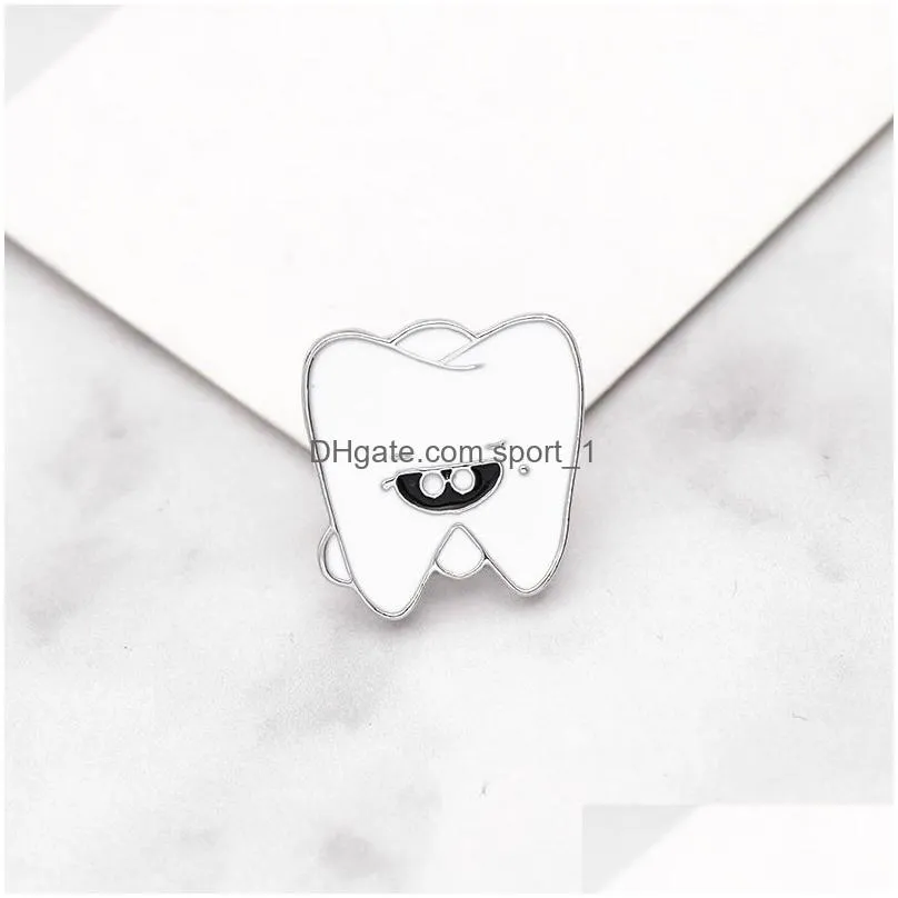  cartoon smile teeth brooch pins white teeth enamel pin for for nurse dentist hospital lapel pin hat/bag pins denim shirt women