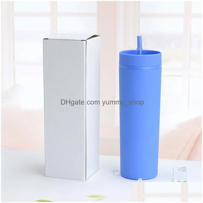 16oz acrylic skinny tumblers matte colored acrylic tumbler with lids and straws 2 layer plastic cup