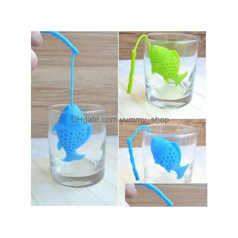 cute fish shape tea infuser silicone strainers tea strainer spice herbal infuser filter empty tea bags diffuser accessories