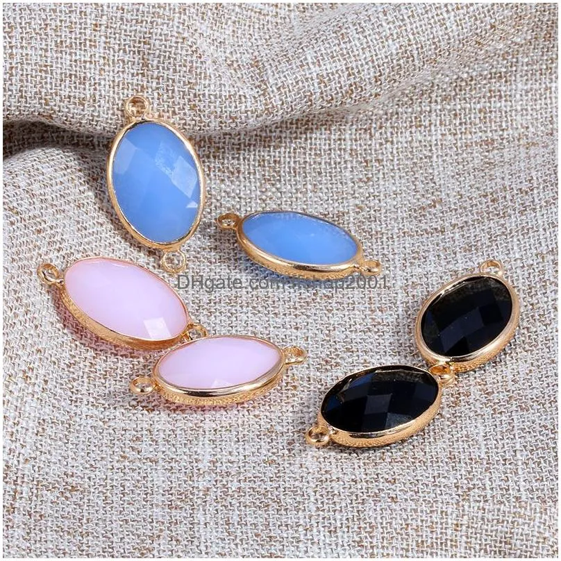 trendy double side druzy stone pendant tiger eye stone charms genuine gemstone with gold plated multi color diy jewelry making bracelet