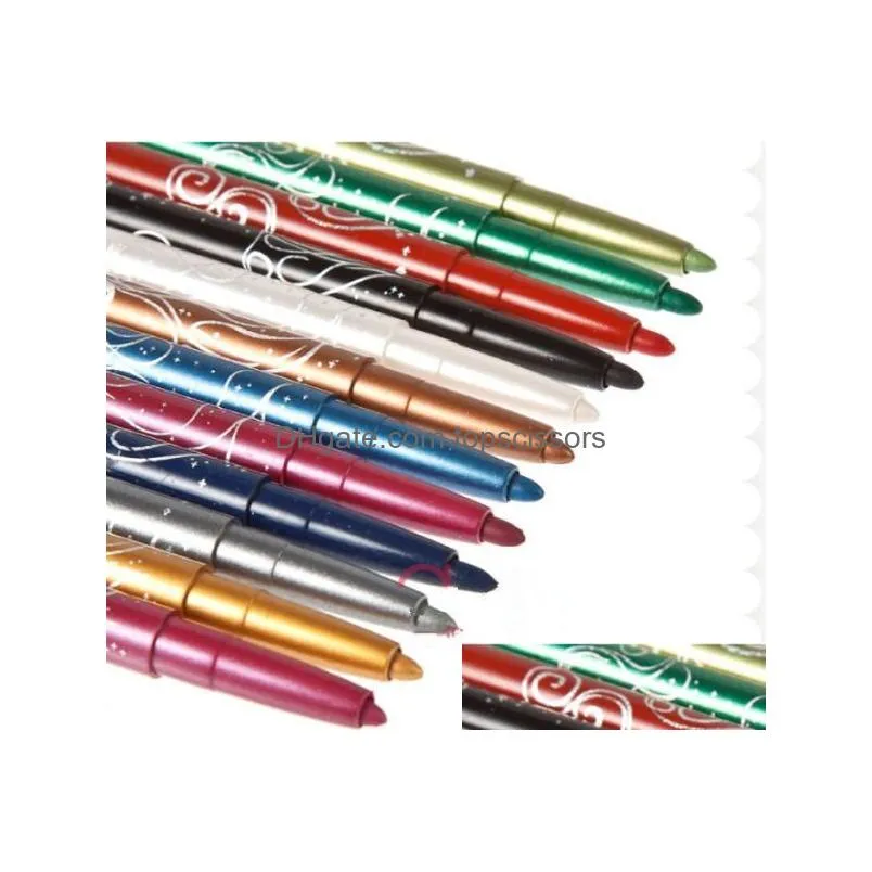 wholesale hot 12pcs mn automatic plasitc glitter eyeliner lip liner 12 colors make up tool czp16