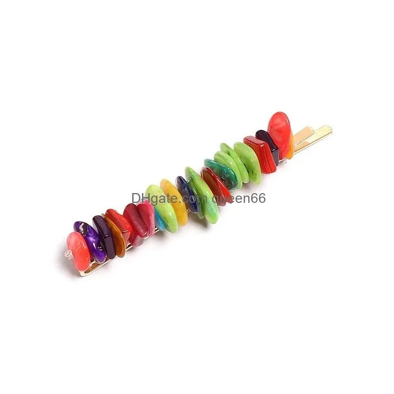 fashion handmade irregular resin hair clips for women colorful fake stone hairpin girls party barrette hair jewelry
